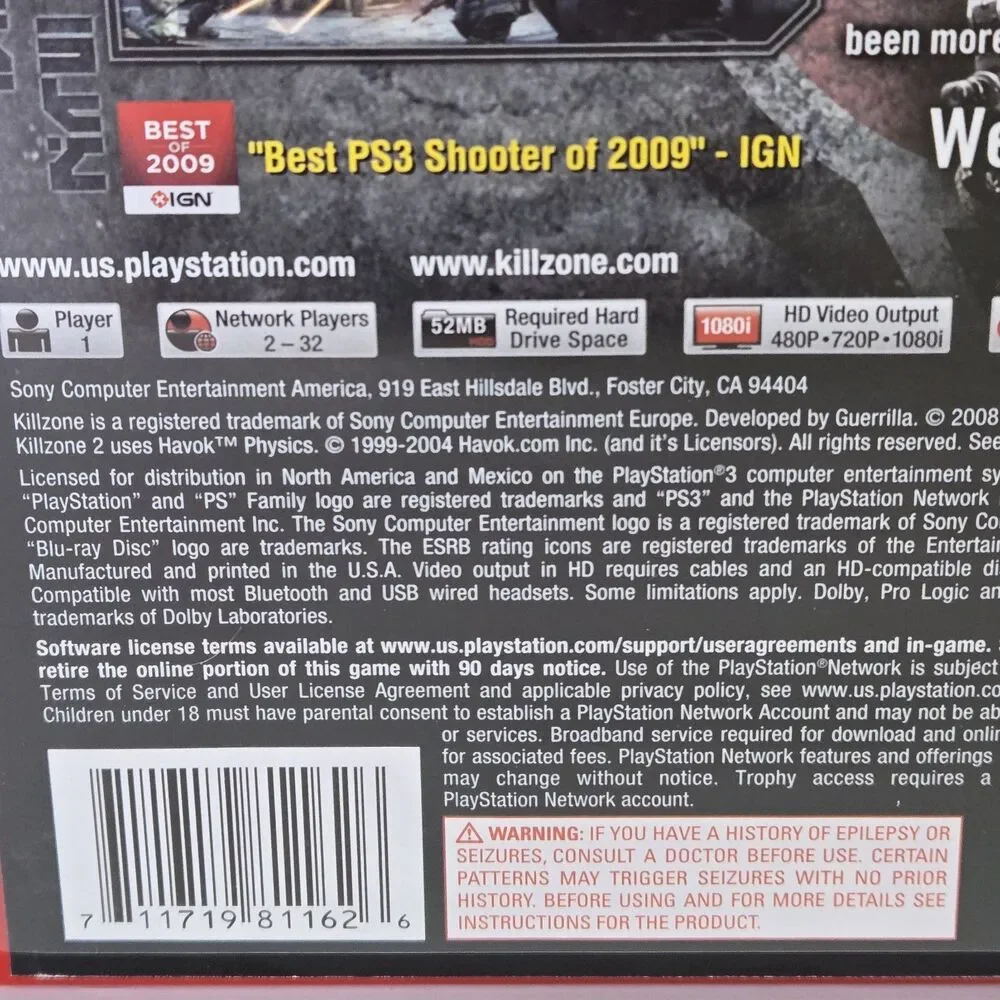 Killzone 2 PS3 (PlayStation 3, 2009) Greatest Hits CIB Tested